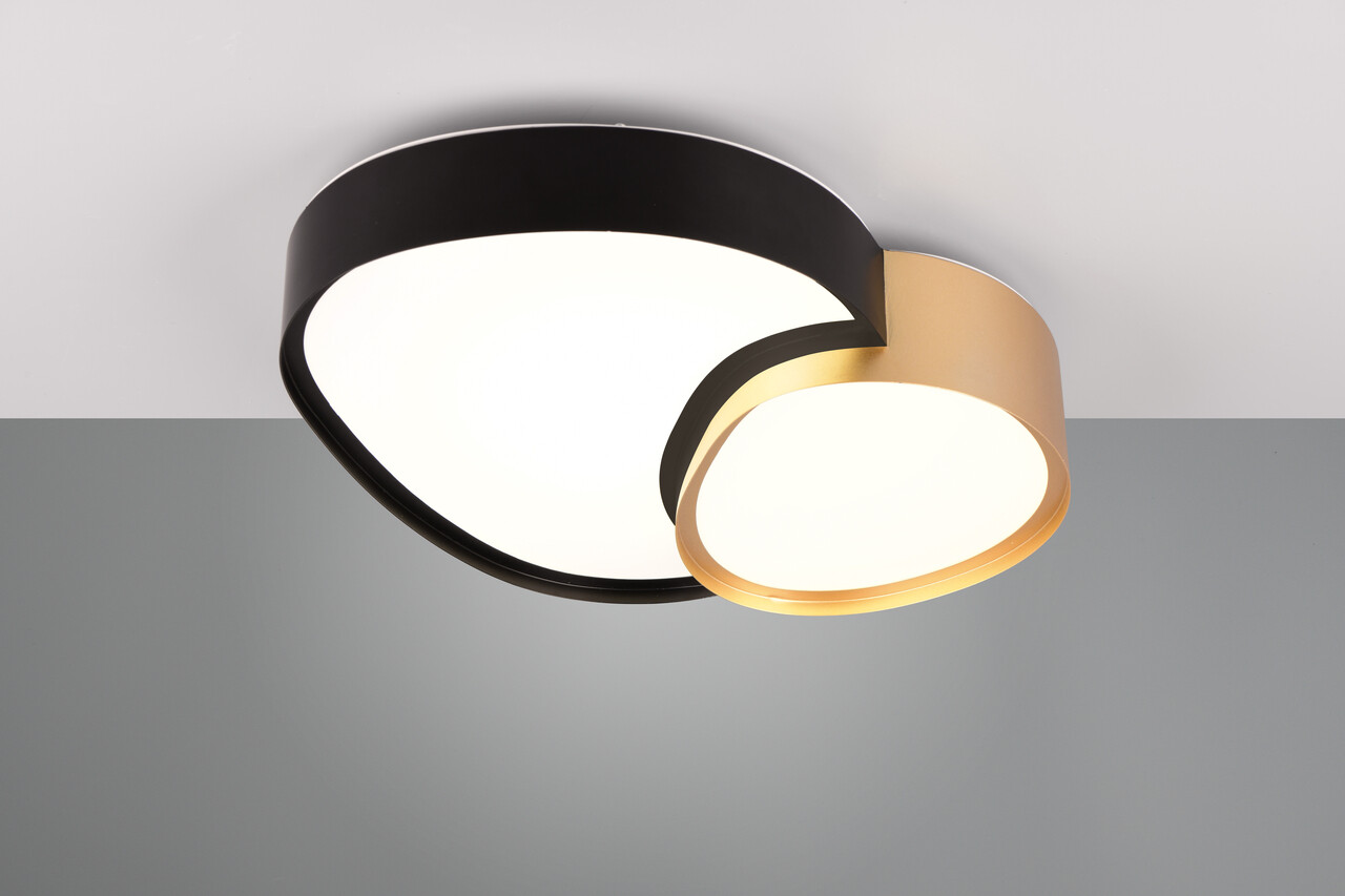 Plafoniera Rise, TRIO, 40x37.7x8 cm, 21W, 1x SMD, metal, negru/auriu - imagine 7